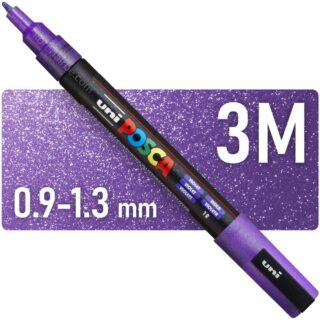 Marcador uni-POSCA PC-3ML, Punta Fina (0.9 – 1.3 mm) - Violeta con Glitter