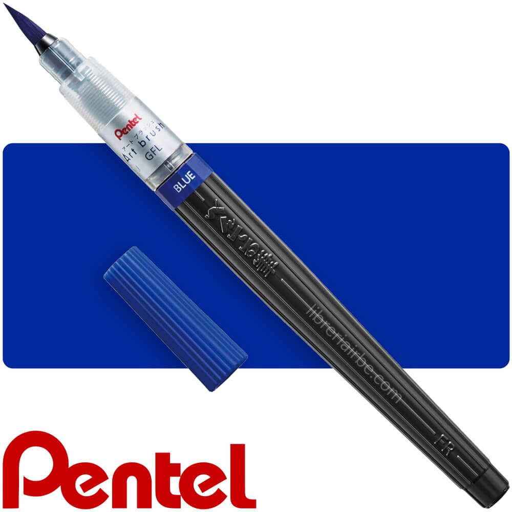Rotulador Punta Pincel, Colour Brush Pentel Arts, Acuarelable, Recargable, para Dibujo - Azul