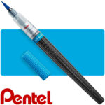 Rotulador Punta Pincel, Colour Brush Pentel Arts, Acuarelable, Recargable, para Dibujo - Celeste