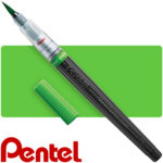 Rotulador Punta Pincel, Colour Brush Pentel Arts, Acuarelable, Recargable, para Dibujo Artístico - Verde Claro