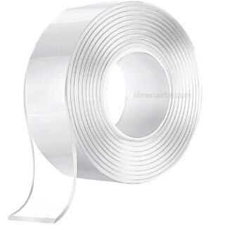 Cinta Adhesiva Doble Cara, Tipo Gel, Transparente, Nano Tape, TALBOT, Rollo de 1.5 metros x 19 mm