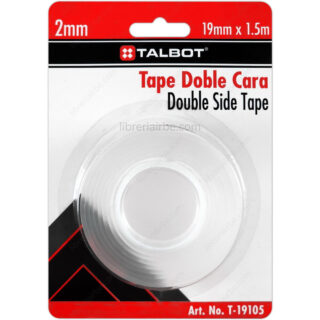 Cinta Adhesiva Doble Cara Tipo Gel Transparente Nano Tape TALBOT Rollo de 1.5 metros x 19 mm Em Librería IRBE Cochabamba Bolivia