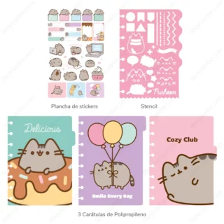 Cuaderno Inteligente Tamano A5 Sistema de Discos Mooving Loop Pusheen 2025 Contenido Librería IRBE Cochabamba Bolivia