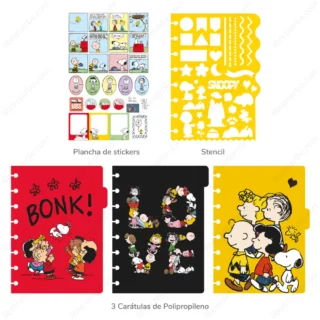 Cuaderno Inteligente Tamano A5 Sistema de Discos Mooving Loop Snoopy 2025 Contenido Librería IRBE Cochabamba Bolivia