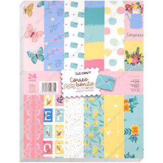 Papeles Ilustrados, Decorativos, para Scrapbooking, IBI CRAFT Correo Bonito, Bloc de 24 Hojas