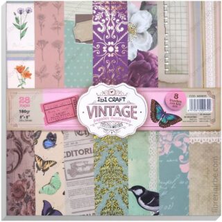 Papeles Ilustrados, Decorativos, para Scrapbooking, IBI CRAFT Vintage, Bloc de 28 Hojas, 20 x 20 cm