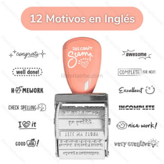 Sello Rotativo Almohadilla IBI CRAFT Stamp 12 en 1 Teacher Maestra de Ingles Motivos Librería IRBE Cochabamba Bolivia