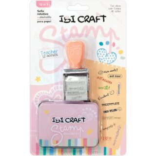 Sello Rotativo para Papel + Almohadilla - IBI CRAFT Stamp - 12 en 1 - Teacher, Maestra de Inglés