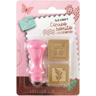 Set de Estampado para Lacre, Cera, IBI CRAFT Correo Bonito, con 2 Sellos Metálicos y Mango de Madera