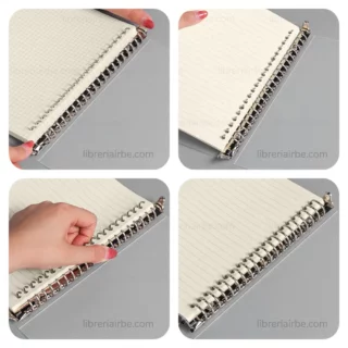 Cuaderno Infinito Minimalista Anillos de Metal Tapa Flexible Transparente Crema Mecanismo Librería IRBE Cochabamba Bolivia