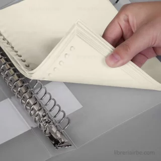 Cuaderno Infinito Minimalista Anillos de Metal Tapa Flexible Transparente Crema Vista Librería IRBE Cochabamba Bolivia