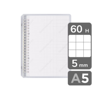 Cuaderno Infinito, Minimalista, Tamaño A5, Anillos de Metal, Tapa Flexible Transparente, Cuadriculad