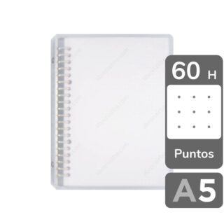 Cuaderno Infinito, Minimalista, Tamaño A5, Anillos de Metal, Tapa Flexible Transparente, Punteadas