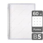 Cuaderno Infinito, Minimalista, Tamaño B5, Anillos de Metal, Tapa Flexible Transparente, Punteadas