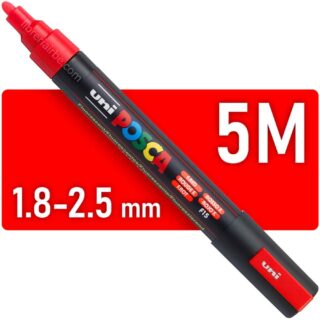 Marcador uni-POSCA PC-5M, Punta Media (1.8-2.5 mm) - Rojo Fluorescente