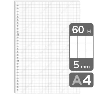 Repuestos para Cuaderno Infinito, Minimalista, Paquete de 60 Hojas, Tamaño A4, Cuadriculadas