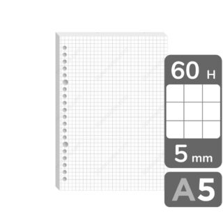 Repuestos para Cuaderno Infinito, Minimalista, Paquete de 60 Hojas, Tamaño A5, Cuadriculadas