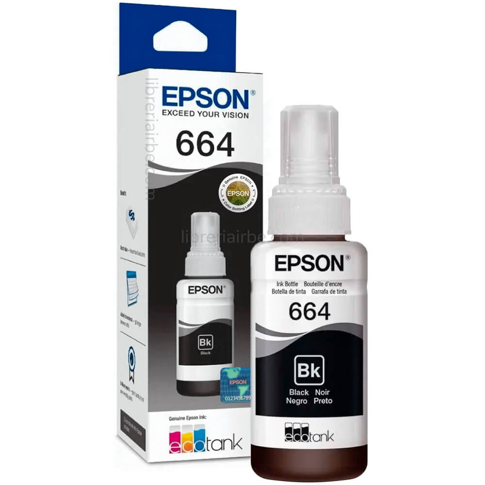 Tinta Original para Impresora EPSON 664 ecotank, Botella de 70 ml - Negro