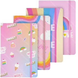 Cuaderno, Libreta, Tamaño A5, Empastado, Tapa Dura, con 80 Hojas Cuadriculadas 5 mm, Love