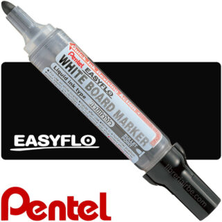 Marcador de Agua, Recargable, para Pizarra Acrílica Blanca, Pentel Easyflo, Punta Redonda – Negro