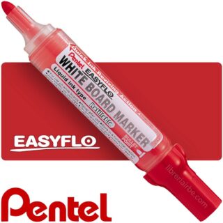 Marcador de Agua, Recargable, para Pizarra Acrílica Blanca, Pentel Easyflo, Punta Redonda – Rojo
