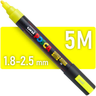 Marcador uni-POSCA PC-5M, Punta Media (1.8-2.5 mm) - Amarillo Fluorescente