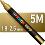 Marcador uni-POSCA PC-5M, Punta Media (1.8-2.5 mm) - Dorado Metálico