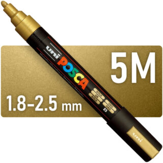 Marcador uni-POSCA PC-5M, Punta Media (1.8-2.5 mm) - Dorado Metálico