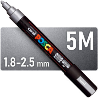 Marcador uni-POSCA PC-5M, Punta Media (1.8-2.5 mm) - Plateado Metálico