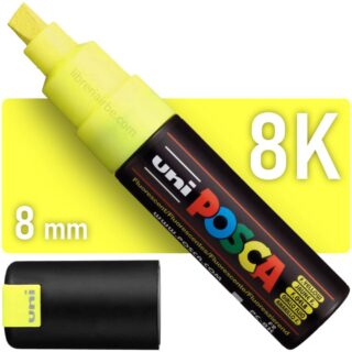 Marcador uni-POSCA PC-8K, Punta Ancha Biselada (8 mm) - Amarillo Fluorescente