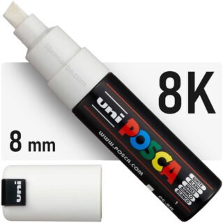 Marcador uni-POSCA PC-8K, Punta Ancha Biselada (8 mm) - Blanco