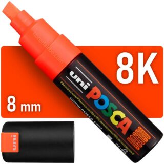 Marcador uni-POSCA PC-8K, Punta Ancha Biselada (8 mm) - Naranja Fluorescente
