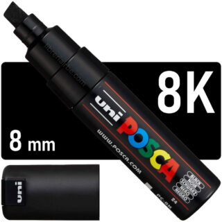 Marcador uni-POSCA PC-8K, Punta Ancha Biselada (8 mm) - Negro