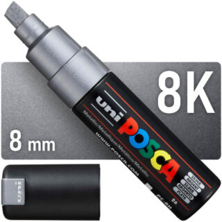 Marcador uni-POSCA PC-8K, Punta Ancha Biselada (8 mm) - Plateado Metálico