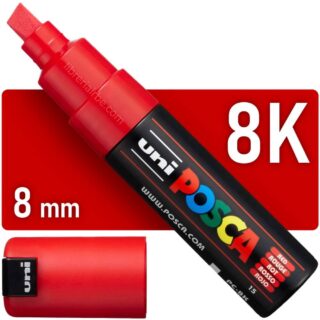 Marcador uni-POSCA PC-8K, Punta Ancha Biselada (8 mm) - Rojo