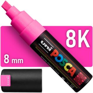 Marcador uni-POSCA PC-8K, Punta Ancha Biselada (8 mm) - Rosa Fluorescente