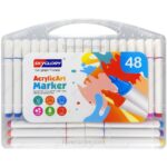 Marcadores de Pintura Acrílica, Punta Redonda, Acrylic Art Marker, en Estuche de Plástico, Set de 48