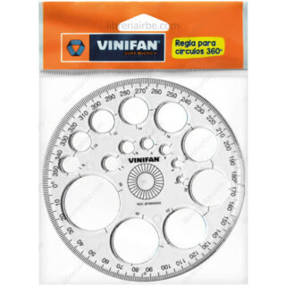 Circulímetro, Regla para Círculos, Tranparente, 360º, VINIFAN