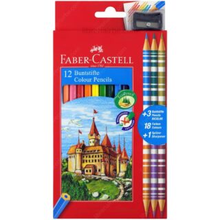 EcoLápices de Colores, Faber-Castell. Hexagonales, Set de 12 Colores + 3 Lápices Bicolor + Tajador