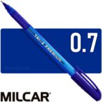 Bolígrafo MILCAR TRI-X PREMIUM, Punta Aguja de 0.7 mm, Azul