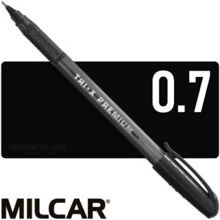 Bolígrafo MILCAR TRI-X PREMIUM, Punta Aguja de 0.7 mm, Negro