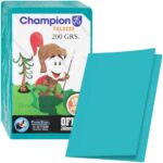 Fólderes de Cartulina de Color, 200 g/m², Champion, Tamaño Oficio, Paquete de 100 Piezas, Turquesa
