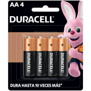 Pilas Duracell Alcalinas, Tamaño AA, Paquete de 4 Piezas