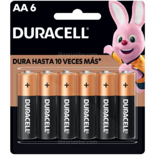 Pilas Duracell Alcalinas, Tamaño AA, Paquete de 6 Piezas