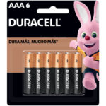 Pilas Duracell Alcalinas, Tamaño AAA, Paquete de 6 Piezas