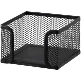 Porta Cubos, Soporte, Organizador para Notas, de Malla de Metal, para Escritorio, Oficina, Negro, MaxOffice, Altura de 6 cm