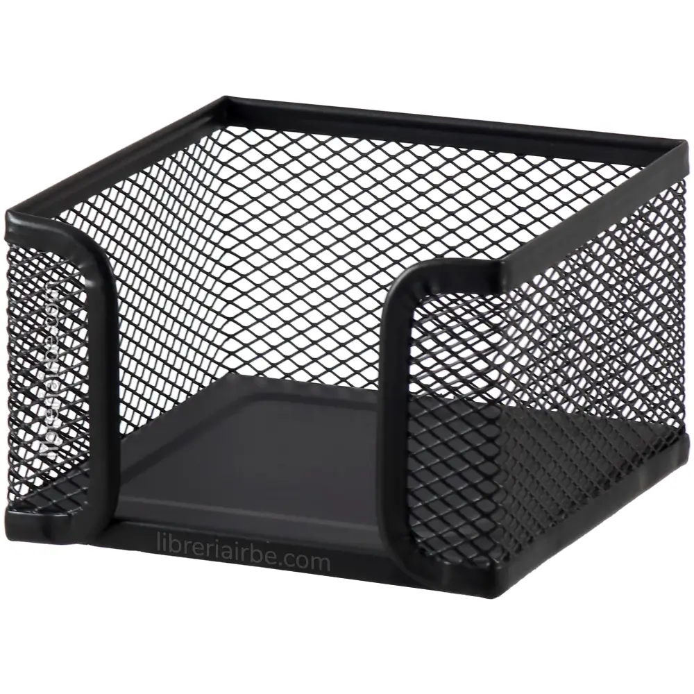 Porta Cubos, Soporte, Organizador para Notas, de Malla de Metal, para Escritorio, Oficina, Negro, MaxOffice, Altura de 6 cm