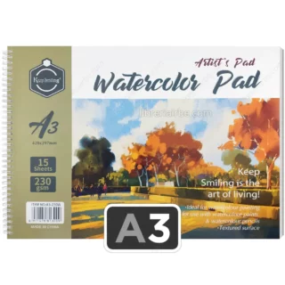 Cuaderno con Papel para Pintar con Acuarelas, Espiral, Keep Smiling, con 15 Hojas de 230 g-m², A3