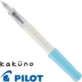 Pluma Fuente PILOT kakuno, Punta Fina, Cuerpo Blanco, con Tapa Celeste Pastel