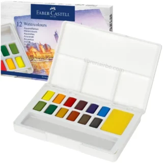 Acuarelas en Medias Pastillas, Faber-Castell Creative Studio, en Estuche, Set de 12 Colores
